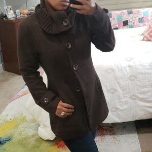 Brown Wool Blend Petticoat w/Chunky Button Collar